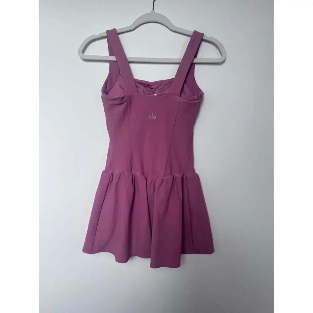 Alo Yoga Alosoft Break Point Tennis Dress Size XS mauve pink athleisure purple